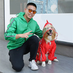 Dog Raincoat Waterproof Dogface Large Dog Rain Coat Jacket Reflective Adjustable Pet Dog Raincoat with Hood Pet Supplies