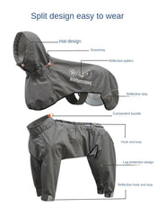 New Dog Raincoat Waterproof and Comfortable Fabric Night Reflective Hooded Pet Supplies Labrador Golden Retriever Bulldog