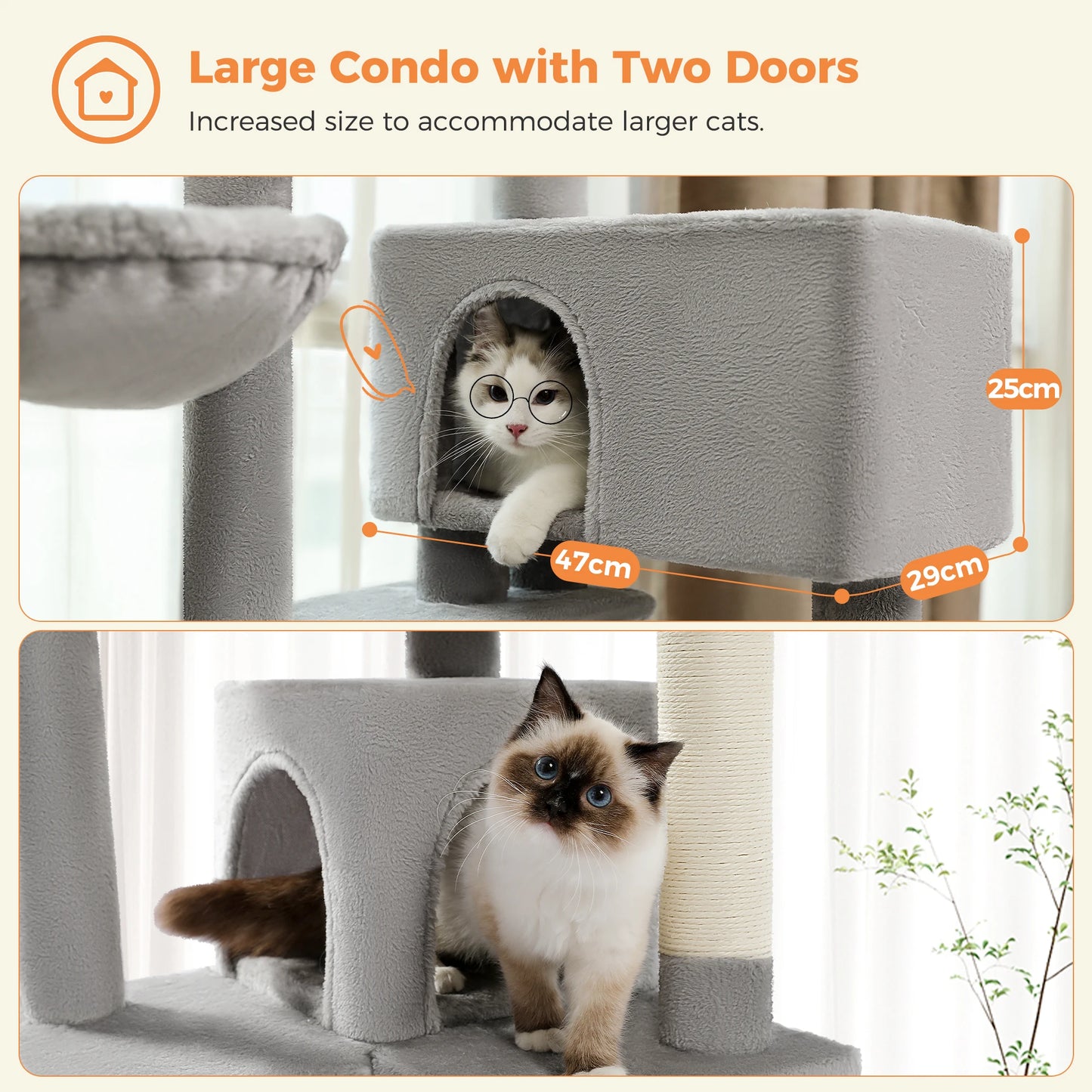 Cat Tree Tower with Cat Condo Cozy Perches Pet Play House