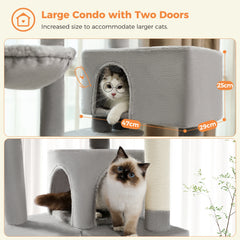 Multi-Level Luxury Cat Tree Tower with Cat Condo Cozy Perches Pet Play House Scratching Post Stable Cat Tower with Hanging Ball