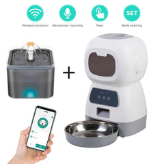3.5L Automatic Pet Feeder WiFi APP Smart Timed Dosing Feeder Cat Dog Food Dispenser 2L Auto Drink Fountain Water Feeder Cat Bowl
