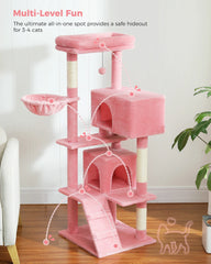Multi-Level Luxury Cat Tree Tower with Cat Condo Cozy Perches Pet Play House Scratching Post Stable Cat Tower with Hanging Ball