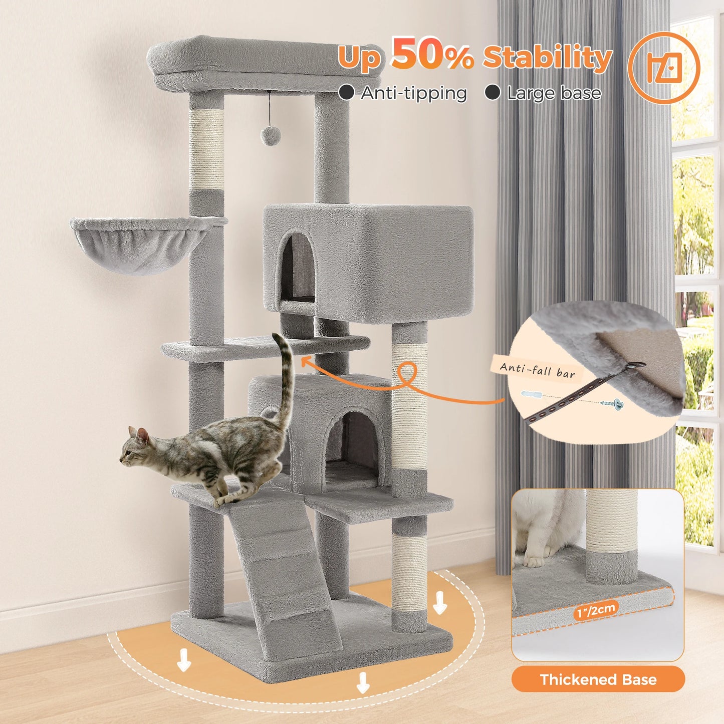 Cat Tree Tower with Cat Condo Cozy Perches Pet Play House