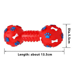1pcs Pet Dog Cat Puppy Sound Polka Dot Squeaky Toy Rubber Dumbbell Chewing Funny Toy