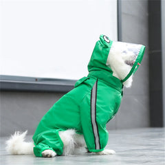 Dog Raincoat Waterproof Dogface Large Dog Rain Coat Jacket Reflective Adjustable Pet Dog Raincoat with Hood Pet Supplies