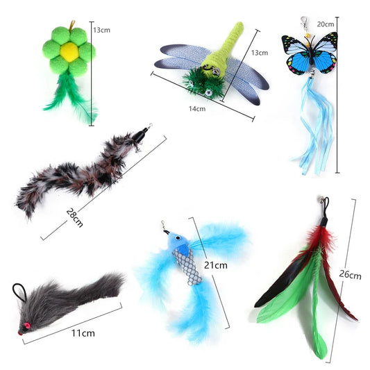 Cat Teaser Simulation Bird Interactive Toys Feather Bird with Bell Cat Stick Toy