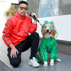 Dog Raincoat Waterproof Dogface Large Dog Rain Coat Jacket Reflective Adjustable Pet Dog Raincoat with Hood Pet Supplies