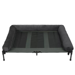 BINGOPAW Outdoor Elevated Dog Bed Cooling Raised Pet Lounger Bed Mesh Cot Sleep Camping Bed with Detachable Plush Bolster