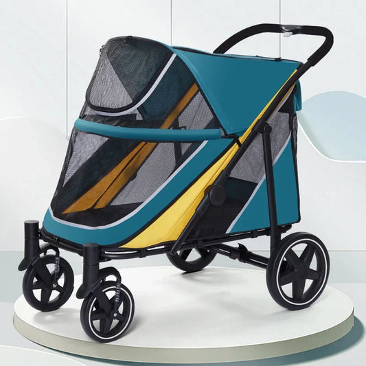 Dog Stroller Lightweight Llightweight Folding Stroller for Large Pet Pull Cart Large Space Load-bearing 60KG Pet Cart