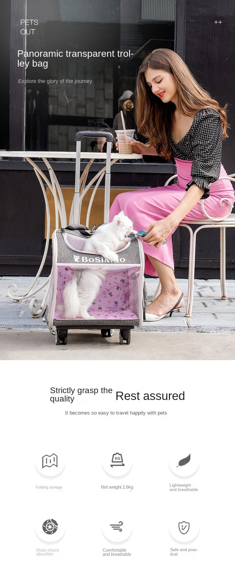 Portable Pet Cart Travel Transport Bag