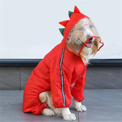 Dog Raincoat Waterproof Dogface Large Dog Rain Coat Jacket Reflective Adjustable Pet Dog Raincoat with Hood Pet Supplies