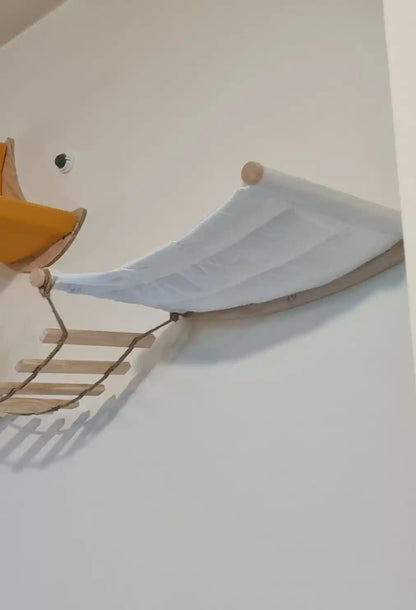 Cat Hammock Cat Tree Wall Mounted Wooden Furniture Scratcher