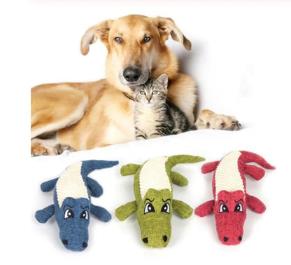 Pet Chew Toys Interactive Cartoon Animal Plush Alligator Shape Dog Sound Toy