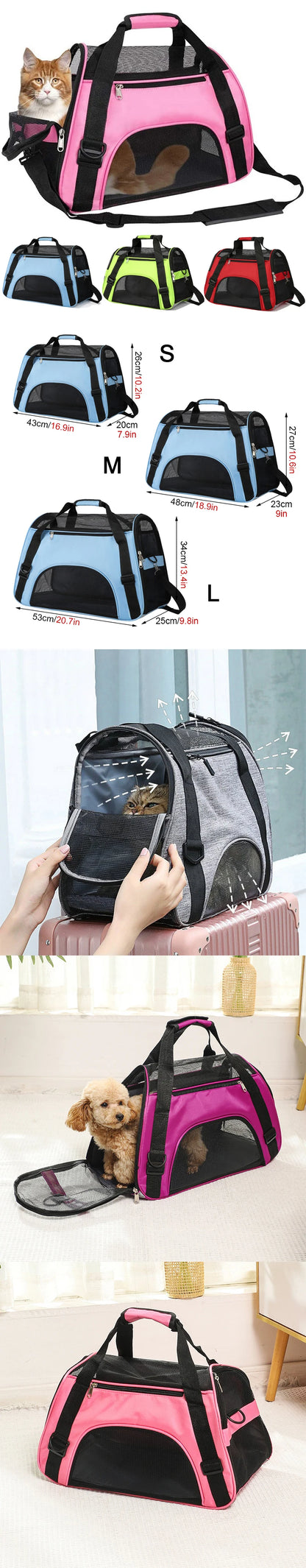 Soft-Sided Pet Travel Carrier Breathable Mesh Outdoor Tent Carrier