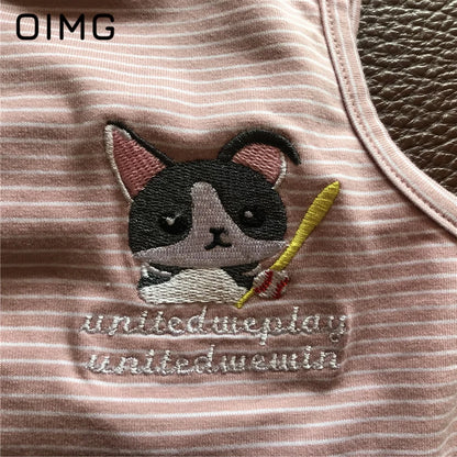 OIMG Summer Pet Short Sleeved Parent-child Striped Vest Dog