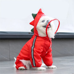 Dog Raincoat Waterproof Dogface Large Dog Rain Coat Jacket Reflective Adjustable Pet Dog Raincoat with Hood Pet Supplies