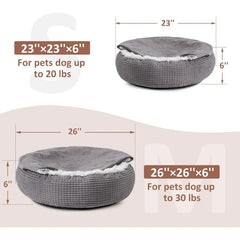 Small Dog Bed with Blanket Attached, Round Calming Hooded Cozy Cave Dog Beds for Small Dogs, Soft Plush Cuddler Puppy Pet Bed