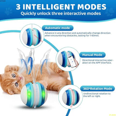 Smart Interactive Cat Toy with App Control,3 Modes,Laser and Feather,Fun and Interactive cat Toys for Indoor Cats and Dog Mouse
