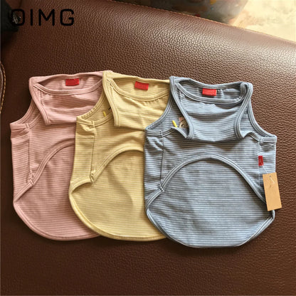 OIMG Summer Pet Short Sleeved Parent-child Striped Vest Dog