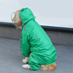 Dog Raincoat Waterproof Dogface Large Dog Rain Coat Jacket Reflective Adjustable Pet Dog Raincoat with Hood Pet Supplies