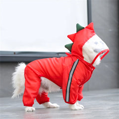 Dog Raincoat Waterproof Dogface Large Dog Rain Coat Jacket Reflective Adjustable Pet Dog Raincoat with Hood Pet Supplies