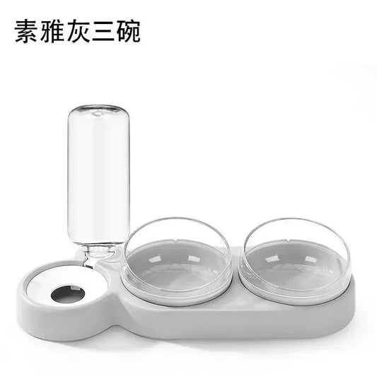 Pet Cat Three Bowl Neck Protection Automatic Feeder Water Storage Dispenser Pet Cat Food Bowl Splash-proof Water Pet Dog Feeder