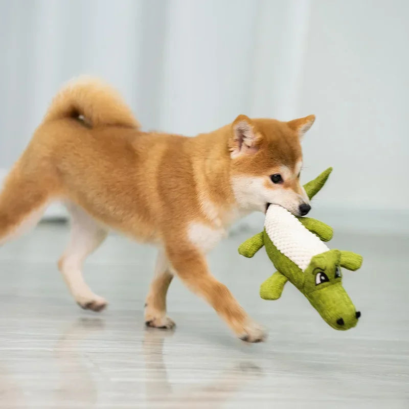 Pet Chew Toys Interactive Cartoon Animal Plush Alligator Shape Dog Sound Toy