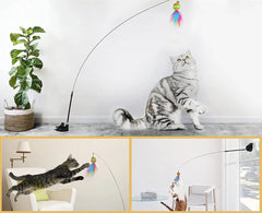 Cat Toys Interactive Funny Cat Feather Wand Suction Cup Ball Feathers Replacements with Bells for Indoor Cats Kitten Exercise