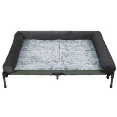 BINGOPAW Outdoor Elevated Dog Bed Cooling Raised Pet Lounger Bed Mesh Cot Sleep Camping Bed with Detachable Plush Bolster