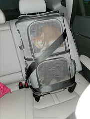 Trending hot product travel wheels stroller rolling trolley pet carrier Oxford Weekend pet carrier with wheels for 2 cats