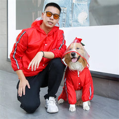 Dog Raincoat Waterproof Dogface Large Dog Rain Coat Jacket Reflective Adjustable Pet Dog Raincoat with Hood Pet Supplies