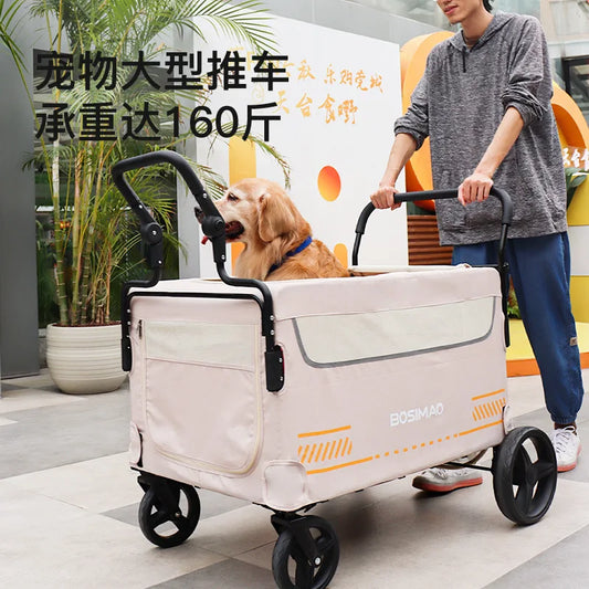 Dog Stroller 4 Wheel Pet Trolley Carrier Foldable Super Large Pet Camping Cart Dog Outdoor Handcart  Travel Pet Cart Handcart