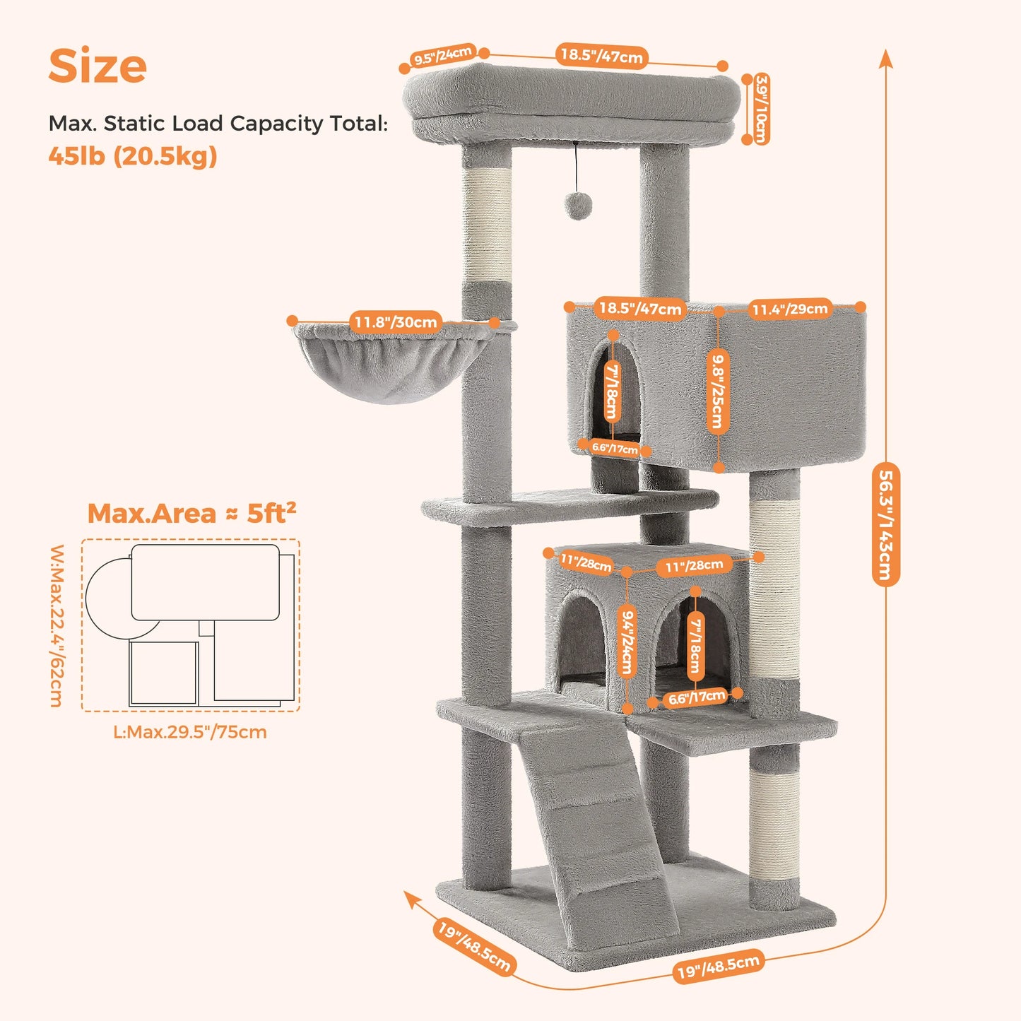 Cat Tree Tower with Cat Condo Cozy Perches Pet Play House