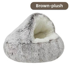 Autumn and Winter soft plush pet bed and pet bed Winter warm and cold plush comforter nest Shell cat nest semi-enclosed cat nest