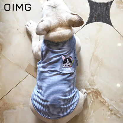 OIMG Summer Pet Short Sleeved Parent-child Striped Vest Dog