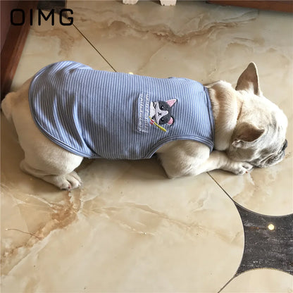 OIMG Summer Pet Short Sleeved Parent-child Striped Vest Dog