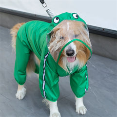 Dog Raincoat Waterproof Dogface Large Dog Rain Coat Jacket Reflective Adjustable Pet Dog Raincoat with Hood Pet Supplies