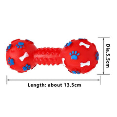 1pcs Pet Dog Cat Puppy Sound Polka Dot Squeaky Toy Rubber Dumbbell Chewing Funny Toy
