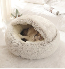 Autumn and Winter soft plush pet bed and pet bed Winter warm and cold plush comforter nest Shell cat nest semi-enclosed cat nest