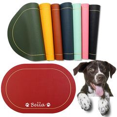 Waterproof Non-slip Pet Feeding Mat Custom Contrast Color Silicone Name ID Food Placemat For Dog Cat Easy Washing Carry