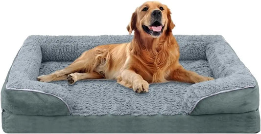 Orthopedic Dog Bed Washable Luxury Plush Dog Cage Bed Comfortable Dog Nest Mat Non Slip Pet Sleeping Mat with Side Edges,