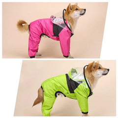 Pet Dog Raincoat Transparent Hooded Jumpsuit Waterproof Water Resistant Coat Clothes for Dogs Outdoor Pet Jacket Supplies